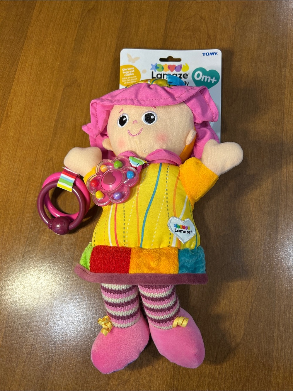 Lamaze Pink & Yellow Plush Sensory Baby Doll with Teether Rings My friend Emily